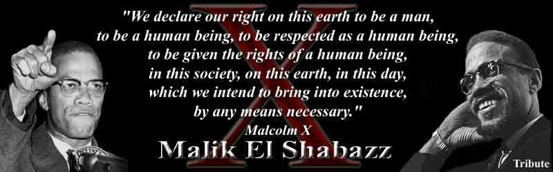Malcolm X, Malik El Shabazz — human rights: by any means necessary.